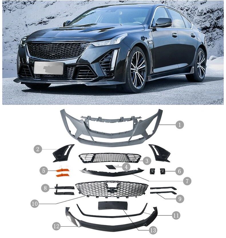 CADILLAC CT5 LUXURY, SPORT OR CT5V REPLICA BLACKWING FRONT END 13 PIECE